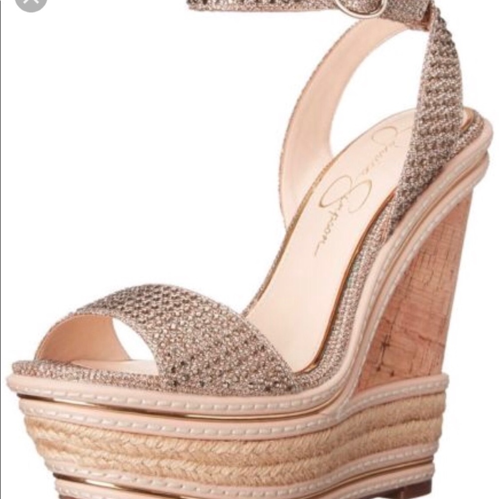 ISO Jessica Simpson Women's Gold Wedge Sandal